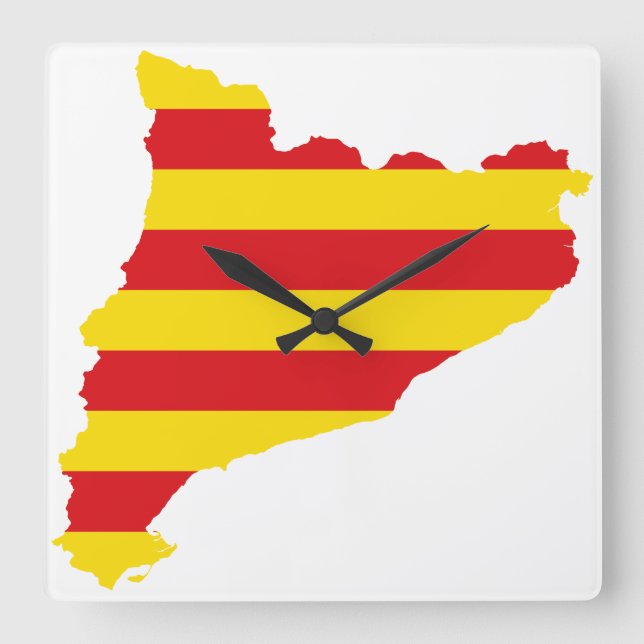 Catalonia Flag Map Square Wall Clock (Front)