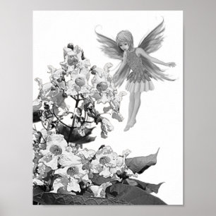 Catalpa Tree Fairy with Flowers Poster