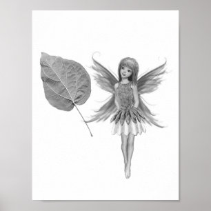 Catalpa Tree Fairy with Leaf Poster