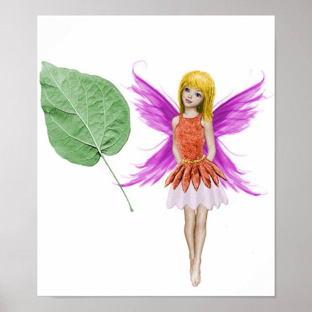 Catalpa Tree Fairy with Leaf Poster (Front)