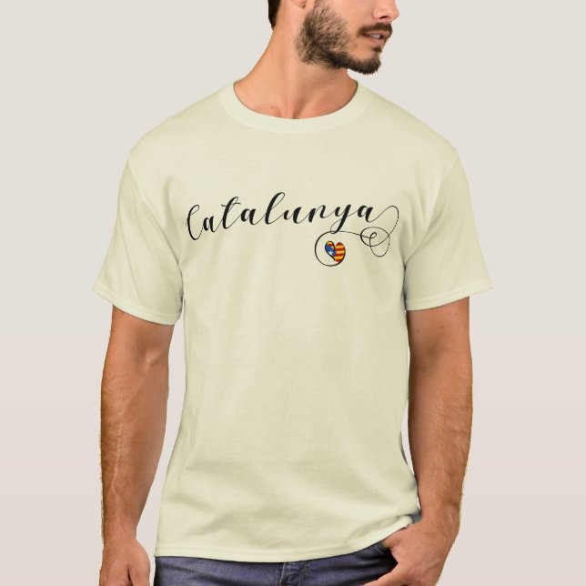 Catalunya Heart Tee Shirt, Catalan Estelada (Front)