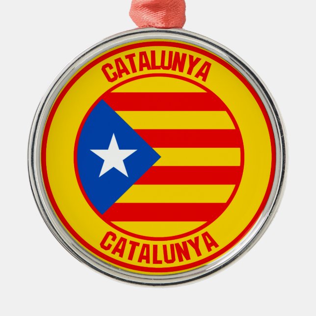 Catalunya Round Emblem Metal Tree Decoration (Front)