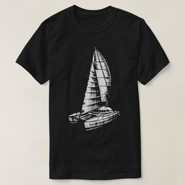 Catamaran Boat Old Sailing Boat Ocean Sea Fun Sail T-Shirt (Design Front)
