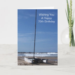 Catamaran Boat Personalised 70th Birthday Card