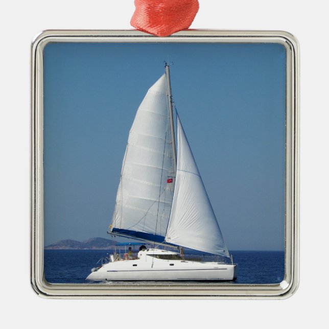 Catamaran Catchup Metal Tree Decoration (Front)