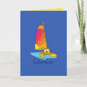 Catamaran - Funny Cat Sailing Greeting Card