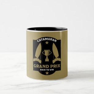 Catamaran Hydrofoil Sailboat Racing Two-Tone Coffee Mug