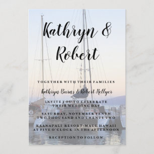Catamaran In Lahaina Harbour Wedding Invitation