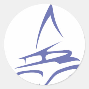 Catamaran in Swish Drawing Style Classic Round Sticker