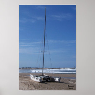 Catamaran On A Beach Poster