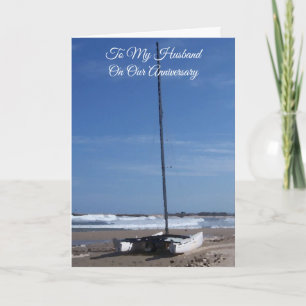 Catamaran Personalised Husband Wedding Anniversary Card