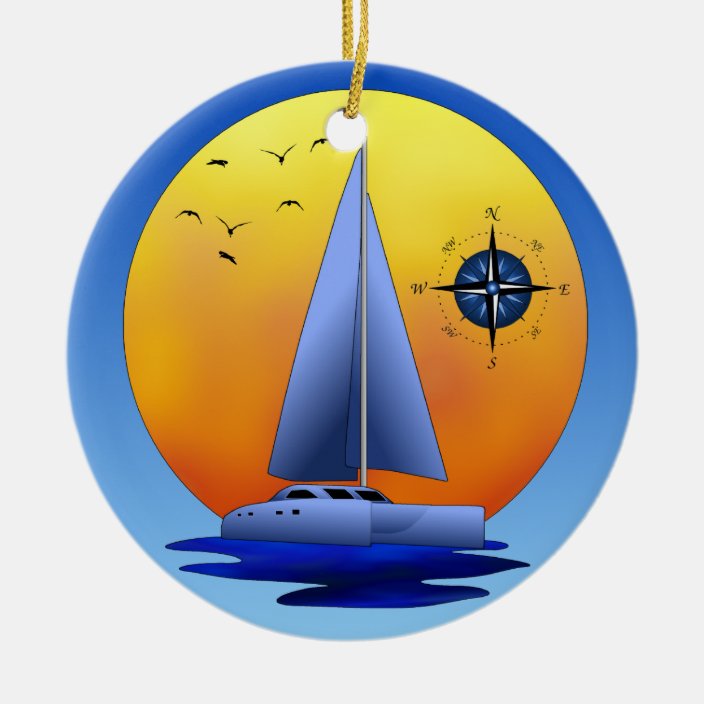 Catamaran Christmas Ornament 