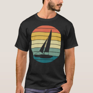 Catamaran Sailing Boat With Retro Sunset T-Shirt