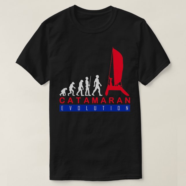 Catamaran Sailing Evolution Funny T-Shirt (Design Front)