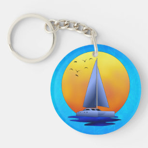 Catamaran Sailing Key Ring