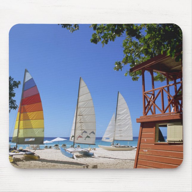 Catamarans And Lifeguard Stand On Beach Mouse Mat (Front)