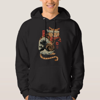 Catana Wave Cat Tattooed Samurai Cat Japanese Art Hoodie