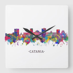 Catania Italy Skyline Square Wall Clock