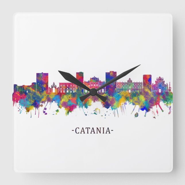 Catania Italy Skyline Square Wall Clock (Front)