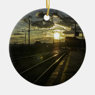 Catania railways at sunset ceramic tree decoration