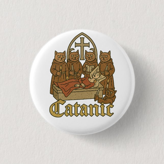 Catanic – Mediaeval Cat Cult Meme 3 Cm Round Badge (Front)