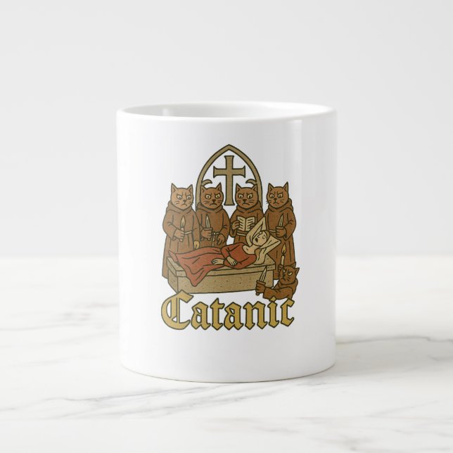 Catanic – Mediaeval Cat Cult Meme Large Coffee Mug (Front)