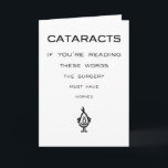 Cataracts - A Funny Cataract Surgery Get Well Poem Card<br><div class="desc">A funny cataract surgery get well card,  featuring a bad poem and illustration that help confirm that the surgery was a success.</div>
