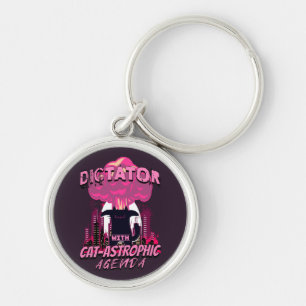 Catastrophic Funny Angry Cat Quote Key Ring