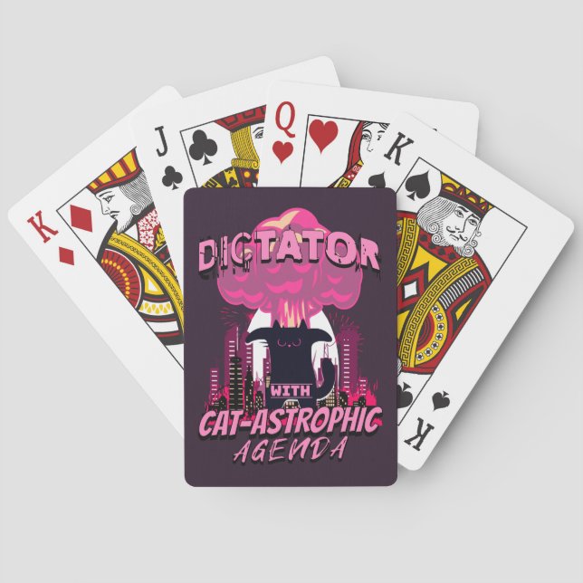 Catastrophic Funny Angry Cat Quote Playing Cards (Back)