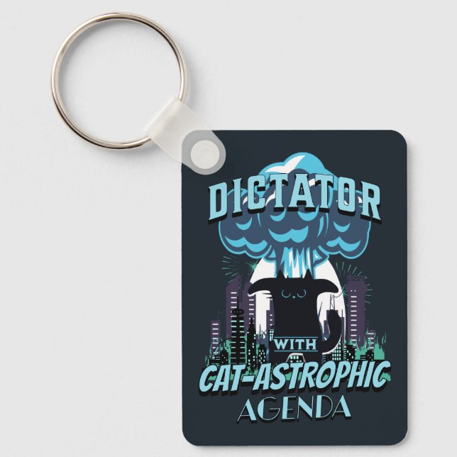 Catastrophic Funny Cat Design Key Ring (Front)