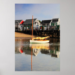 Catboat and waterfront, Provincetown MA, Cape Cod Poster