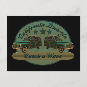 Catch a California Dreamin Surf Wave black Postcard