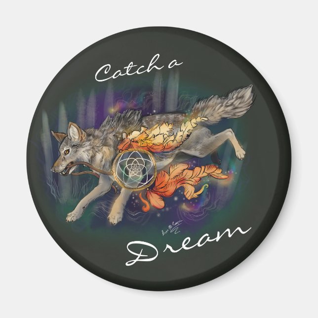 Catch a Dream, Dreamcatcher Wolf~Magnets Magnet (Front)