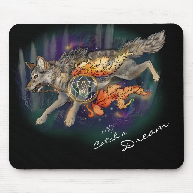 Catch a Dream, Dreamcatcher Wolf~mousepad Mouse Mat (Front)
