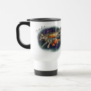 Catch a Dream, Dreamcatcher Wolf~Travel Mug