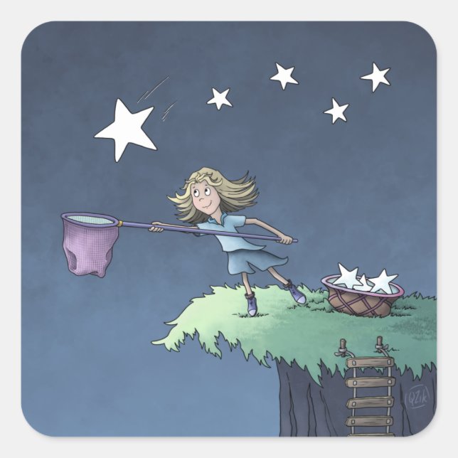 Catch a Falling Star - Collecting Wishes  Square S Square Sticker (Front)