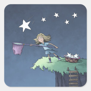 Catch a Falling Star - Collecting Wishes  Square S Sticker