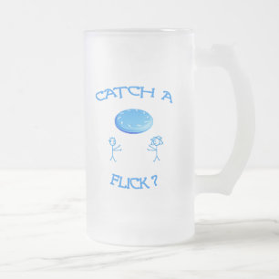 Catch A Flick Frisbee Frosted Glass Beer Mug