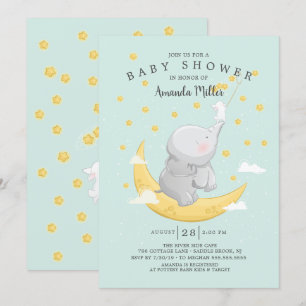 Catch A Star Bunny Elephant Baby Shower Invitation