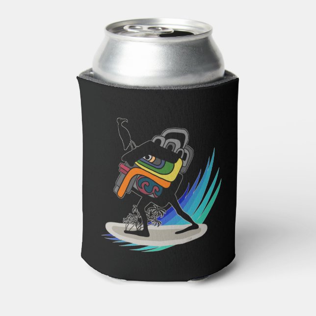 Catch a Wave, Huehue! Stone Surfer Takes Flight Can Cooler (Can Back)
