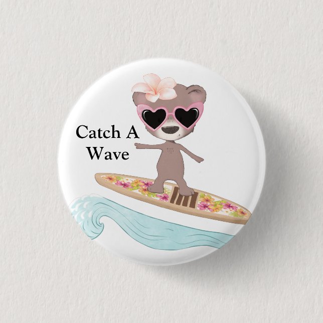 Catch A Wave Surfer 3 Cm Round Badge (Front)