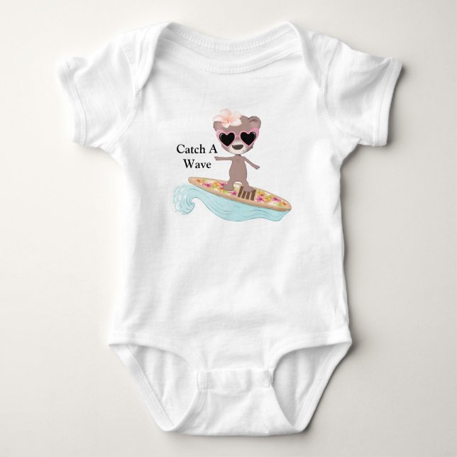 Catch A Wave Surfer Baby Bodysuit (Front)