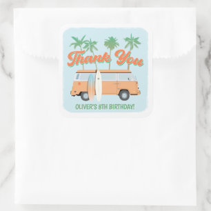 Catch a Wave Surf's Up Birthday Thank You Favour Square Sticker