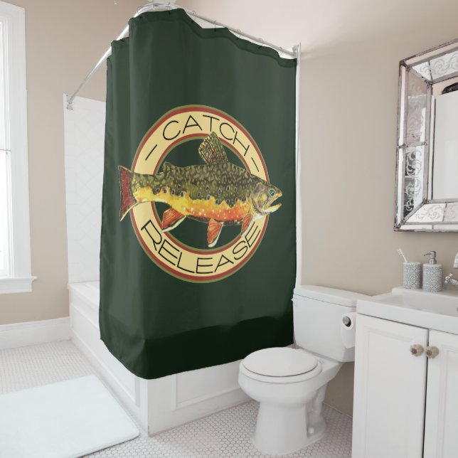 Catch and Release Brook Trout Fishing Shower Curtain (In Situ)