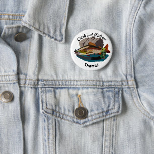 Catch And Release Brown Trout In Natural Habitat 6 Cm Round Badge