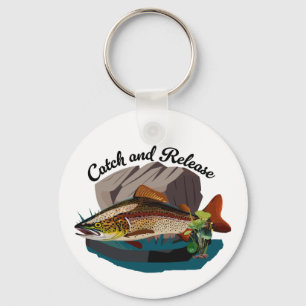 Catch And Release Brown Trout In Natural Habitat Key Ring