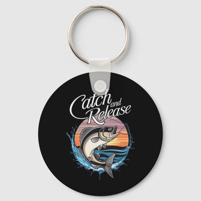 Catch And Release Fish Sunset Fishing  Key Ring (Front)