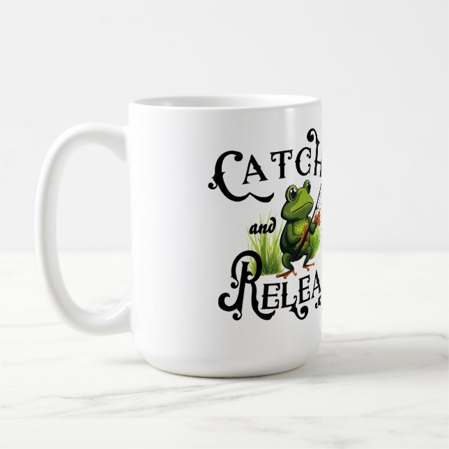 Catch And Release Fishing Frog Patch Coffee Mug (Left)