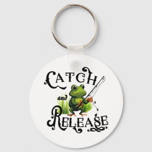 Catch And Release Fishing Frog Patch Key Ring