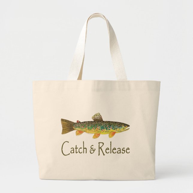 Catch and Release Fishing Large Tote Bag (Front)